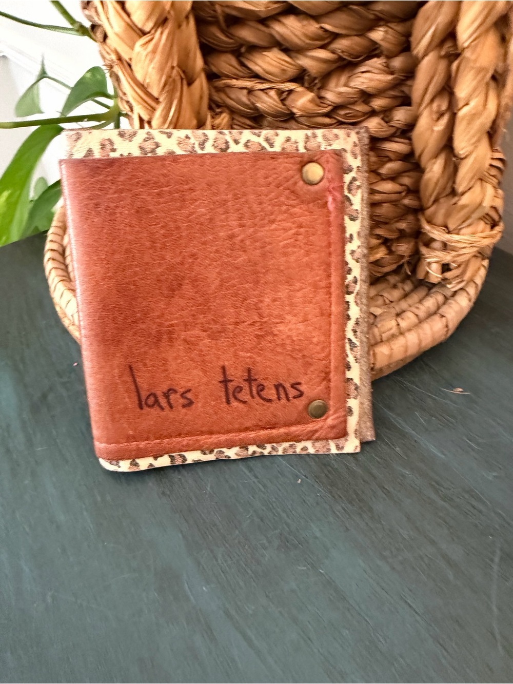 Lars Tetens Handmade Leather Wallet Card Holder Leopard Print Artisan